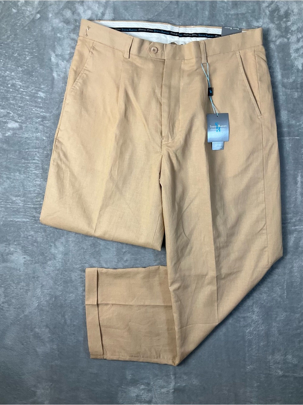 Steve Harvey Celebrity Edition Pants Trousers Men’s 36x30 Linen Blend Tan NWT